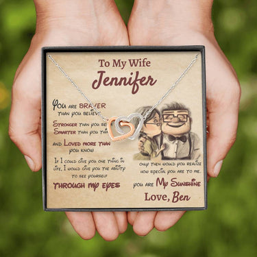 Personalized To My Wife Interlocking Hearts Necklace - Love You This Much